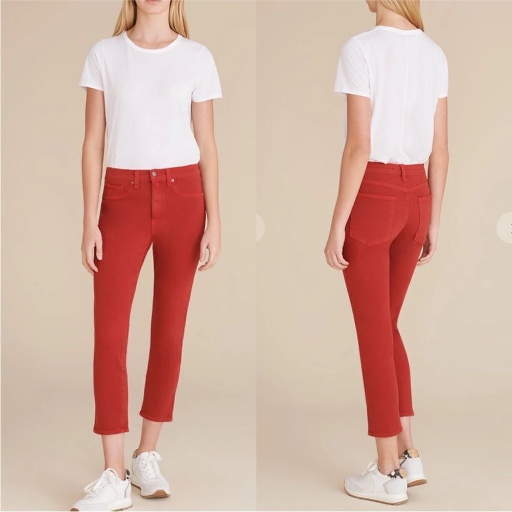 Veronica Beard Kate 10” Crop Jeans – Red, Classic 5-Pocket Style, Size 28